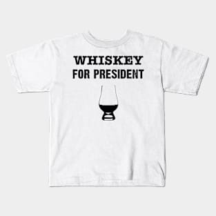 Whiskey for President in Black Text Kids T-Shirt